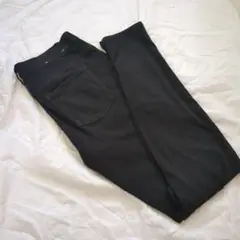 【美品】ユニクロブラックパンツLストレッチスマートスリム脚長効果ポリエステル混
