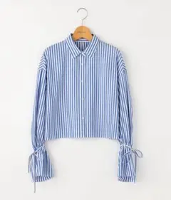 NOLLEY'S ノーリーズ ブラウス シャツ ストライプ ショート丈 リボン