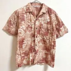 トリマー　ハイビスカス半袖アロハシャツ　綿コットン100 花柄　M 　ボタニカル