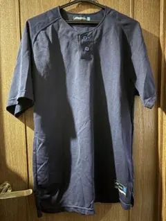 MIZUNO スポーツネイビー ２つボタン半袖Tシャツ O