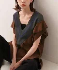 2022AW 即完売品 新品 SLOBE IENA フリルVネックベスト 着回し