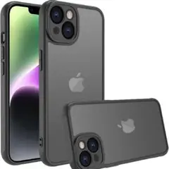 iPhone14 ケース 耐衝撃 指紋防止 マット 半透明 レンズ保護