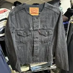 00s Levi's ブラックデニム ジャケット リメイク カットオフ