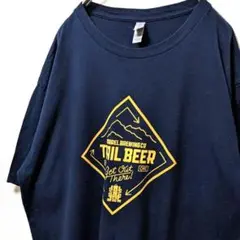 ネクストレベル トレイルビール ロゴ Tシャツ ネイビー 紺色 L 古着