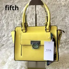 fifth イエロー ハンドバッグ 2way ショルダー付 スカーフ付き