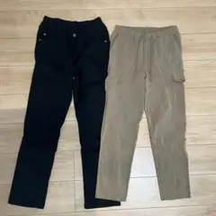 カジュアルパンツセット 黒 ベージュ 170サイズ