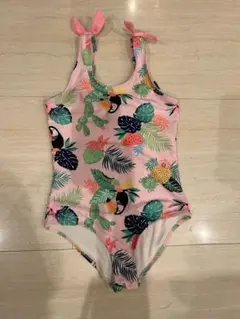 H&M キッズ 水着 120/130 ピンク　トロピカル　 リボン