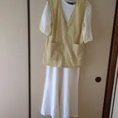 w closet オフホワイト 丸えり カットソーロングワンピースビスチェ付き
