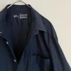 【未使用に近い★人気定番★品の良いネイビー】無印良品リネンシャツ★XLサイズ紺色