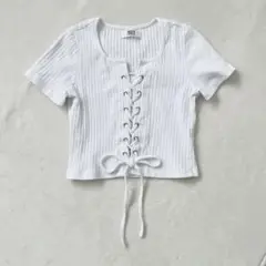PHILLY ホワイト レースアップ Tシャツ
