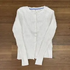GAP KIDS ホワイト リブ編みカーディガン　S