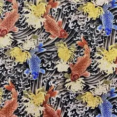 金入り鯉の和柄プリント 1.5M