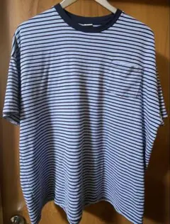 SUNDA'S BEST 青白ストライプ Tシャツ L