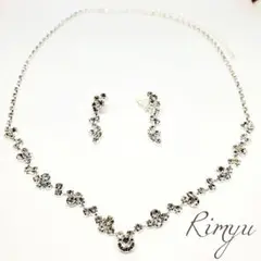 キュービックジルコニア2点セット ウェディング ネックレス イヤリング3