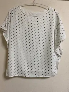 『お値下げ』INDIVI 【美品】トップス　ドット　ホワイト