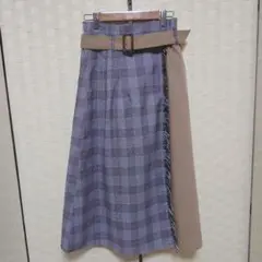 マジェスティックレゴン　ラップスカート　グレー　ベージュ　ウエストゴム