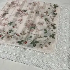 【新品未使用】　WEDGWOOD シルク＆コットン 大判ハンカチ　レース　ピンク