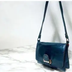 ショルダーバッグ　青緑系　レトロ
