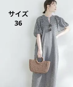 F by ROSSO　ギンガムチェック5分袖ワンピース