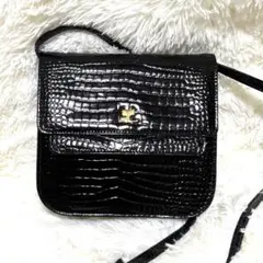 クレージュ ショルダーバッグ ミニ 型押し ロゴ金具 ブラック