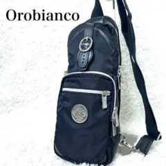 極美品　Orobianco ボディバッグ ブラック レザー　ナイロン イタリア製