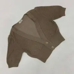 PINORE メッシュカーディガン 半袖Vネック ボタンベージュM