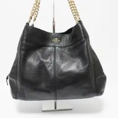 美品 コーチ COACH ハンドバッグ レクシー 黒 レザー ゴールドチェーン