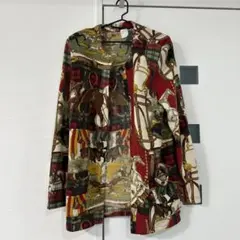 美品　IDEA 長袖柄シャツ　馬と鞍　長袖シャツ　柄シャツ　羽織り　アウター