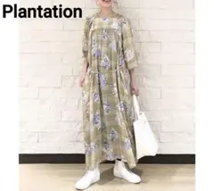 Plantation プランテーション チェックブーケワンピース イエロー