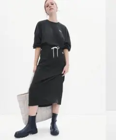 GAP ミニロゴ マキシスカート ブラック XS ギャップ スウェット スカート