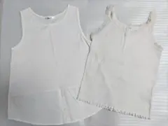 白ノースリーブ シャツ タンクトップ2枚セット/M,Lサイズ