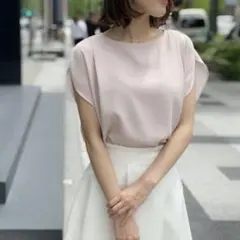 日本製【m's select】フレンチスリーブシフォンブラウス　SIZE34