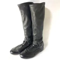 CHANEL シャネル ロングブーツ ソフトレザー×エナメル素材 ブラック 37
