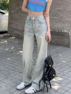 ハイウエストワイドレッグデニム