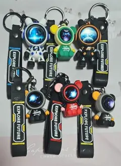 宇宙飛行士うさぎ くま キーホルダーストラップ 6個セット