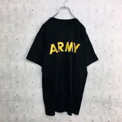 x0102 Tシャツ 黒 L相当 ARMYプリント