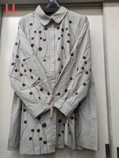 春夏物　cenefa オシャレデザイン　刺繍　前開きブラウス　LLサイズ