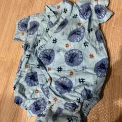ブランシェス　甚平　浴衣　ロンパース　水色 プリント柄