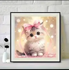 猫　人工ダイヤモンド　アート　絵画　フレームレスダイヤモンドアート　装飾
