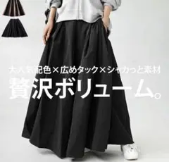 antiqua ブラック ロングスカート タック入り