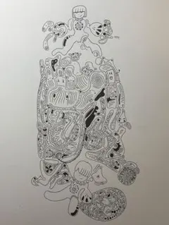 抽象的な白黒線画 A4サイズ