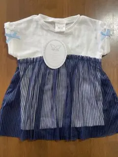 ストライププリーツトップス　天使のはね　Tシャツ チュニック　 90サイズ 新品