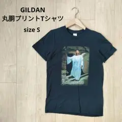 GILDAN ギルダン クルーネック 丸胴 プリント Tシャツ 黒 半袖 TEE