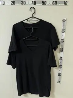 2着　UNIQLO　ドライカラーVネックT（半袖）　黒　ブラック2枚セット　M
