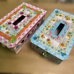 装飾的なティッシュボックス2個セット