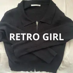RETRO GIRL 黒いジッパー付きセーター