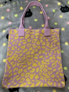 ヒョウ柄　ニット　トートバッグ