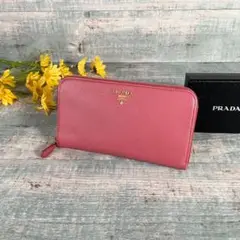 良品 PRADA サフィアーノレザー ラウンドジップ 長財布