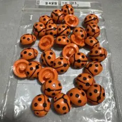 ご愛顧感謝価格！送料無料！レトロなボタン てんとう虫 オレンジ 15mm