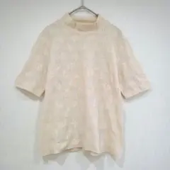 ピエールカルダン　花柄カットソー　モックネックTシャツ　総柄　Ｓ　日本製　レース
